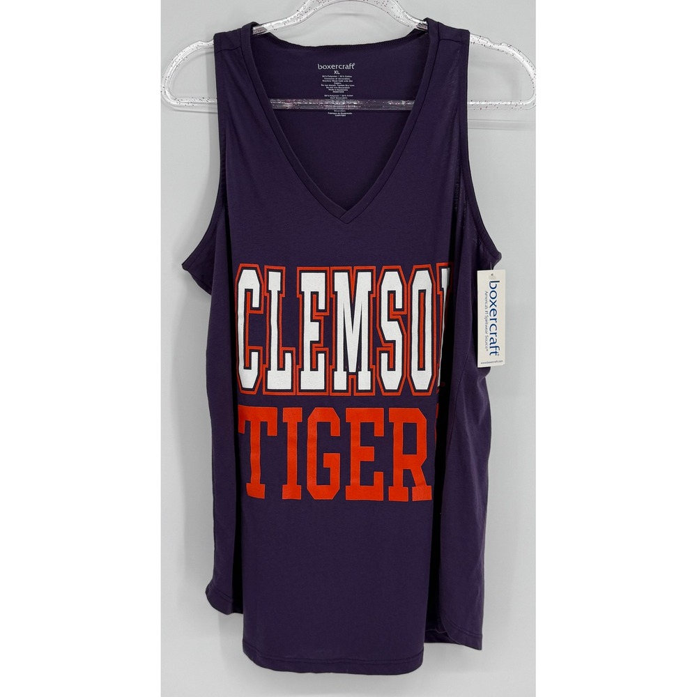Boxercraft Clemson Tigers Tank Top Purple  NCAA Fan Gear Racerback V-Neck Sz XL